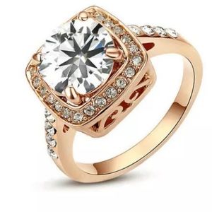 Yoursfs 18K Rose Gold plated Shinning C Z size 7